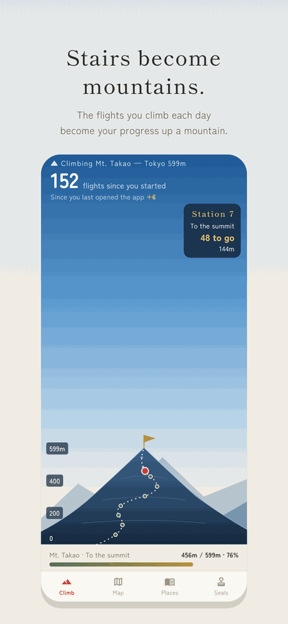 Climb screen showing your position on a mountain profile